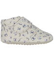 Pom Pom Soft Sole Leather Shoes - Beginners Velcro Print - Sea
