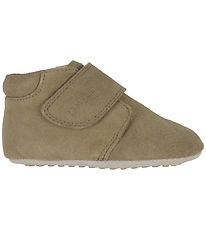 Pom Pom Soft Sole Leather Shoes - Beginners Velcro Season - Khak