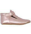 Pom Pom Ballerina Slippers - T-Bar - Metallic Rose