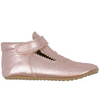 Pom Pom Ballerina Slippers - T-Bar - Metallic Rose