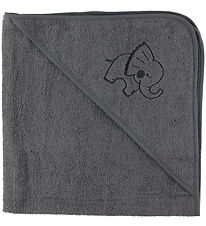 Nørgaard Madsens Baby towel - 80x80 cm - Grey w. Elephant