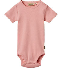 Wheat Bodysuit s/s - Rib - Lace - Elisa - Rose