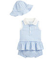 Polo Ralph Lauren Sumarsett - Efst/Bloomers/Sólhattur - Blá köfl