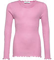 Rosemunde Bluse - Rib - Balta - Prism Pink m. Spitze