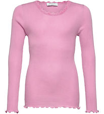 Rosemunde Blouse - Rib - Balta - Prism Pink w. Lace
