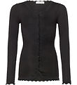 Rosemunde Cardigan - Rib - Balta - Schwarz m. Spitze