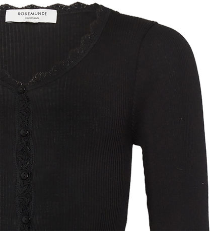 Rosemunde Cardigan - Rib - Balta - Schwarz m. Spitze