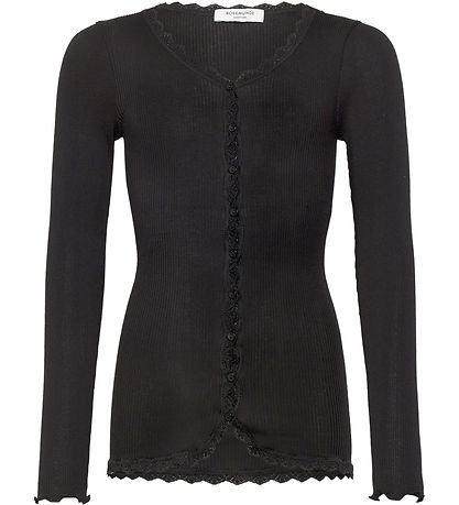 Rosemunde Cardigan - Rib - Balta - Schwarz m. Spitze