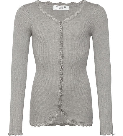 Rosemunde Cardigan - Rib - Balta - Grau Meliert m. Spitze