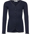Rosemunde Cardigan - Rib - Balta - Navy m. Spitze