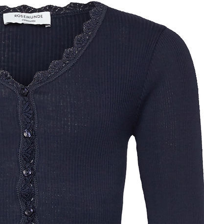 Rosemunde Cardigan - Rib - Balta - Navy m. Spitze