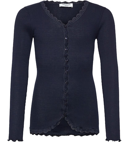 Rosemunde Cardigan - Rib - Balta - Navy m. Spitze