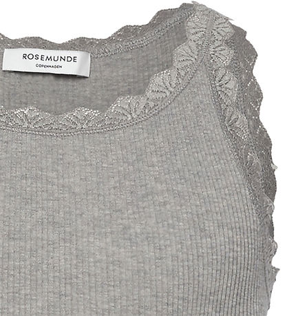Rosemunde Top - Rib - Balta - Grau Meliert m. Spitze