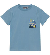 Color Kids T-Shirt - Vervaagd Denim m. Print