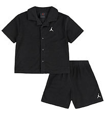 Jordan Shortssæt - Skjorte/Shorts - Frotté - Sort m. Logo