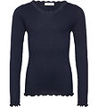 Rosemunde Bluse - Rib - Balta - Navy m. Spitze