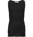 Rosemunde Top - Lang - Rib - Balta - Schwarz m. Spitze