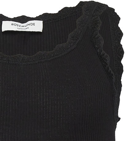 Rosemunde Top - Lang - Rib - Balta - Zwart m. Veter