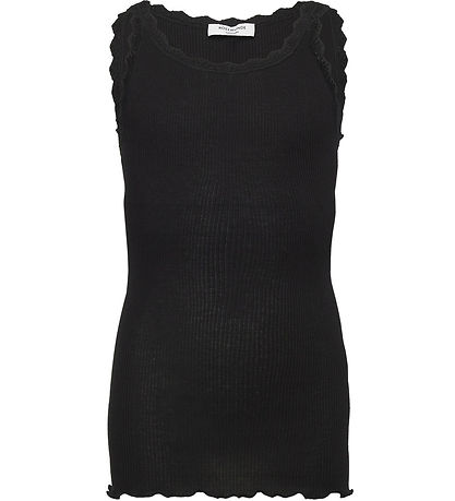 Rosemunde Top - Lang - Rib - Balta - Zwart m. Veter