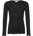 Rosemunde Bluse - Rib - Balta - Schwarz m. Spitze