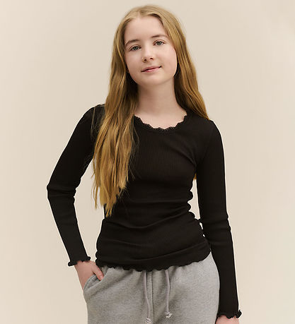 Blouse Rosemunde - Rib - Balta - Noir av. Dentelle