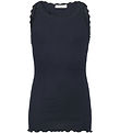 Rosemunde Top - Long - Rib - Balta - Navy w. Lace