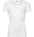 Rosemunde T-shirt - Rib - Balta - New White w. Lace