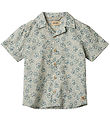 Wheat Shirt s/s - Anchor - Aqua Hawaii Flowers