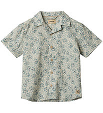 Wheat Shirt s/s - Anchor - Aqua Hawaii Flowers