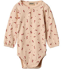 Wheat Bodysuit l/s - Rib - Elmine - Rose Water Flowers