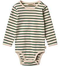 Wheat Bodysuit l/s - Bertie - Green Stripe