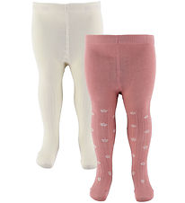 Minymo Tights - 2-Pack - Ash Rose w. Flowers