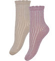 Minymo Socks - 2-Pack - Dusky Orchid w. Glitter