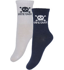 Chaussettes Minymo - 2 Pack - Dark Marine/Blanc av. squelette