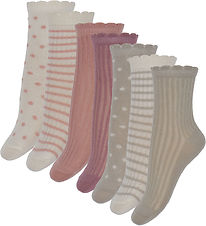 Chaussettes Minymo - 7 Pack - Ash Rose av. Motif