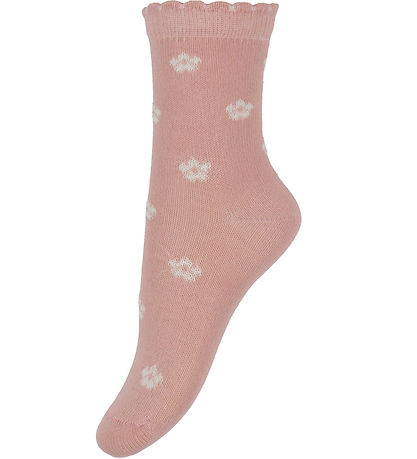 Minymo Socks - 2-Pack - Ash Rose w. Flowers