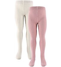 Minymo Tights - 2-Pack - Rib - Ash Rose