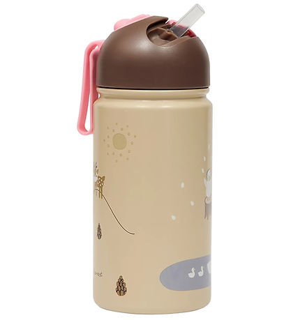 OYOY Water Bottle - 360 mL - Friends In The Forest - Rose