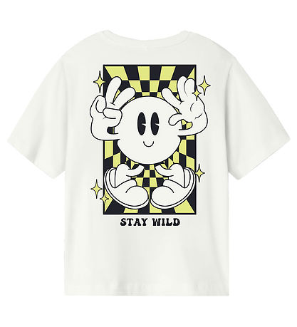Name Imj n+t T-shirt - NkmZulla - Bright White/Sunny Lime