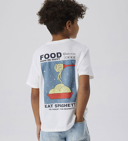 Name It T-shirt - NkmFonnot - Bright White/SPAGHETTI