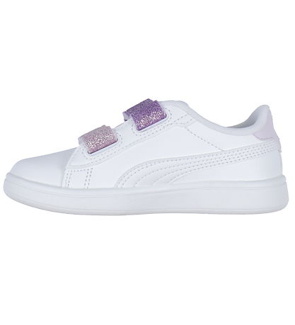 Puma Shoes - Smash 3.0 L Glitter Velcro - White/Lavender Alert