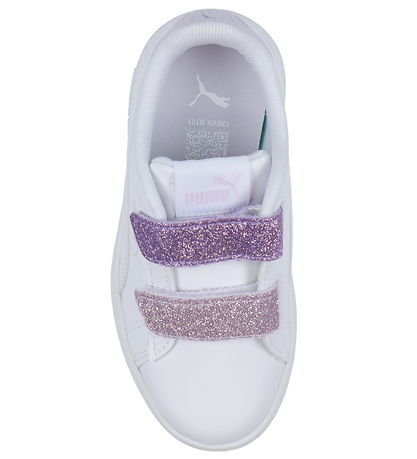 Puma Shoes - Smash 3.0 L Glitter Velcro - White/Lavender Alert