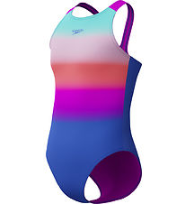 Speedo Badedrakt - Trykt Pulseback - Blå m. Striper