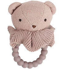 Smallstuff Rattle Teether - Bear - Knitted - 10 cm - Soft Rose