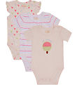 Hust and Claire Bodysuit s/s - 3-Pack - Bella - White/Pink
