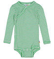 Joha Wrap Bodysuit l/s - Rib - Wool/Silk - Off White/Green