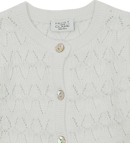 Hust and Claire Cardigan - Strikk - Mål - White m. Hullmønster