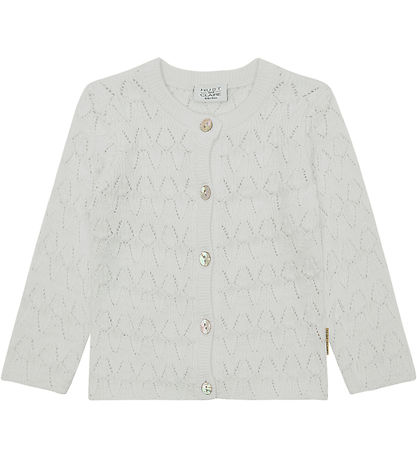 Hust and Claire Cardigan - Strikk - Mål - White m. Hullmønster