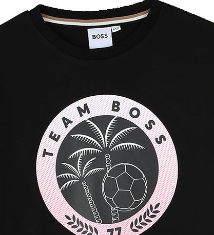 BOSS Stuttermabolur - Team BOSS - Svart/Bleikt