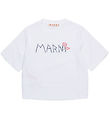 Marni T-shirt - Cropped - White w. Embroidery